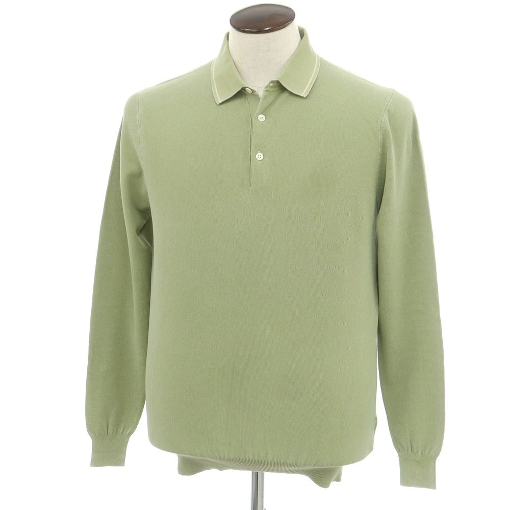 【新品】アスペジ ASPESI コットン 長袖 ポロニット スモークグリーン【 48 】【 状態ランクN 】【 メンズ 】