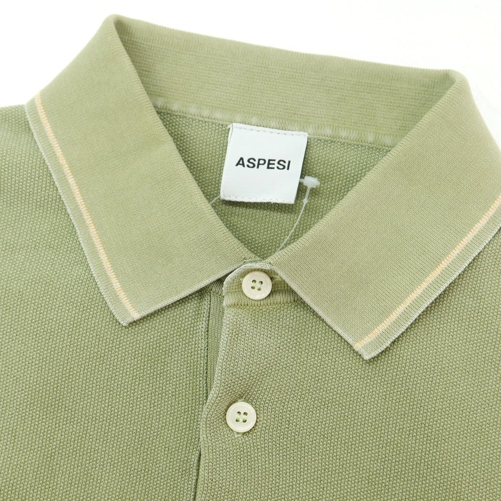 【新品】アスペジ ASPESI コットン 長袖 ポロニット スモークグリーン【 48 】【 状態ランクN 】【 メンズ 】