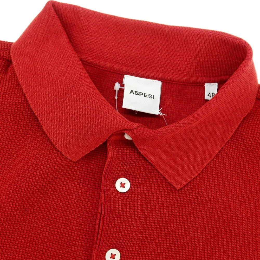 【新品】アスペジ ASPESI コットン 半袖 ポロニット レッド【 48 】【 状態ランクN 】【 メンズ 】
