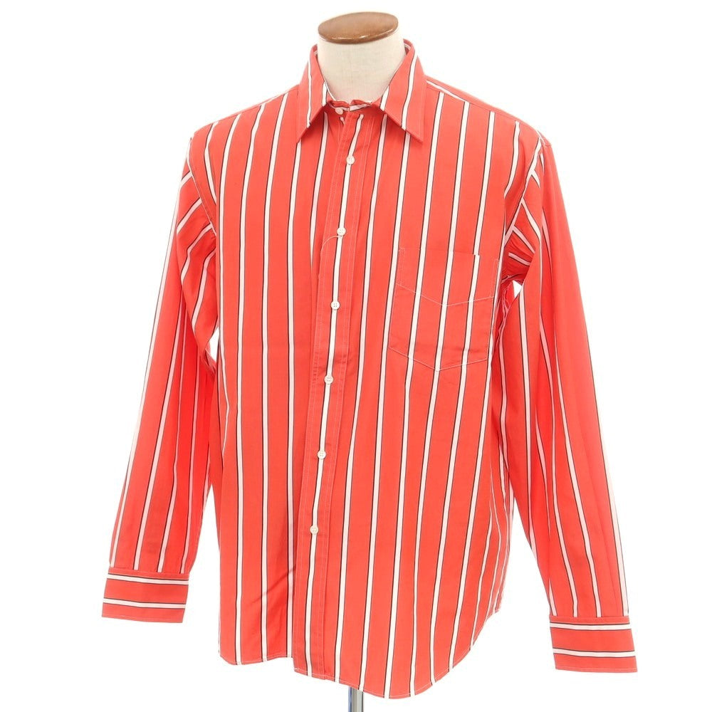 【新品】アスペジ ASPESI コットン ストライプ レギュラーカラー カジュアルシャツ レッドxホワイト【 40 】【 状態ランクN 】【 メンズ 】