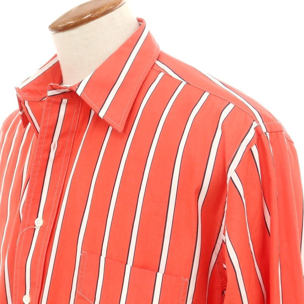 【新品】アスペジ ASPESI コットン ストライプ レギュラーカラー カジュアルシャツ レッドxホワイト【 40 】【 状態ランクN 】【 メンズ 】