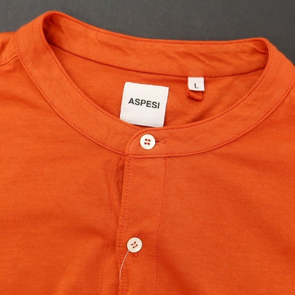 【新品アウトレット】アスペジ ASPESI コットン バンドカラー カジュアルシャツ オレンジ【 L 】【 状態ランクN- 】【 メンズ 】