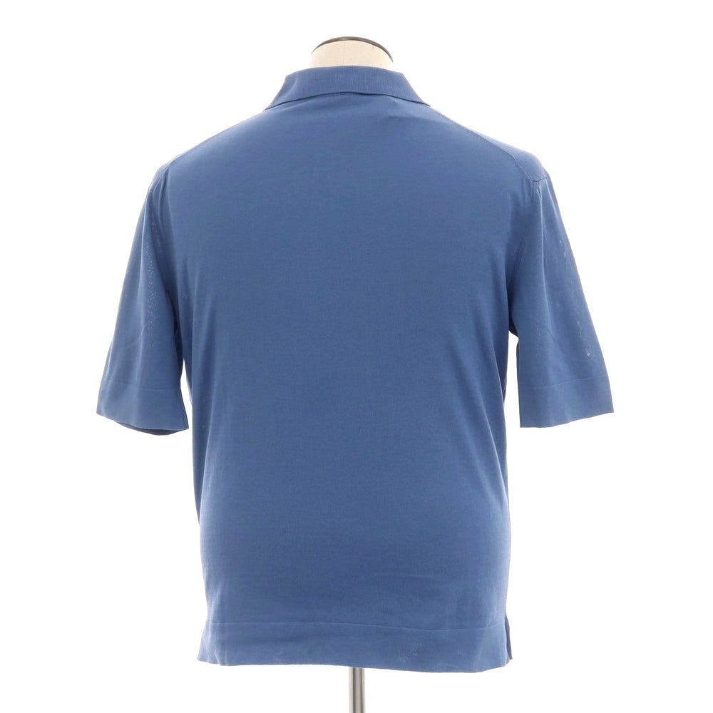 【新品】フィリッポ デ ローレンティス FILIPPO DE LAURENTIIS ハイゲージ コットン 半袖 ポロニット ダスティブルー【 50 】【 状態ランクN 】【 メンズ 】