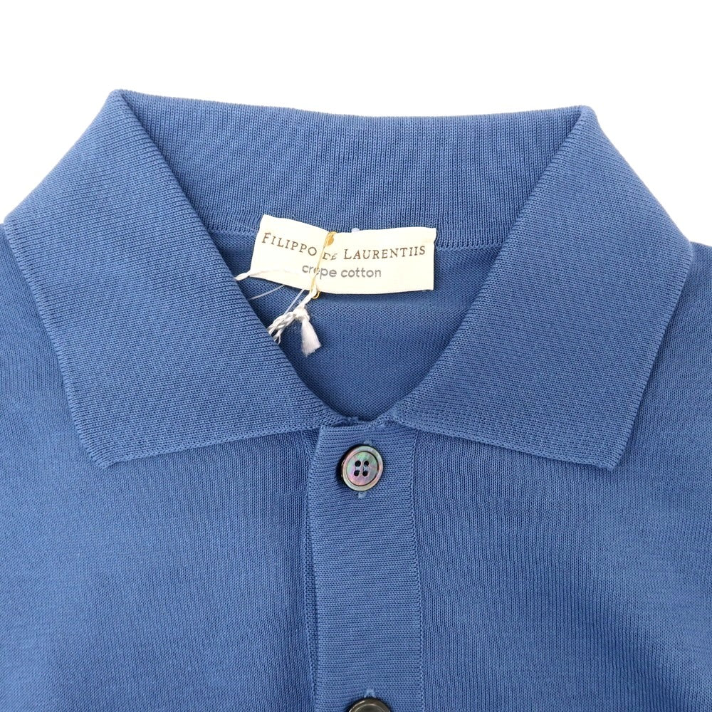 【新品】フィリッポ デ ローレンティス FILIPPO DE LAURENTIIS ハイゲージ コットン 半袖 ポロニット ダスティブルー【 50 】【 状態ランクN 】【 メンズ 】