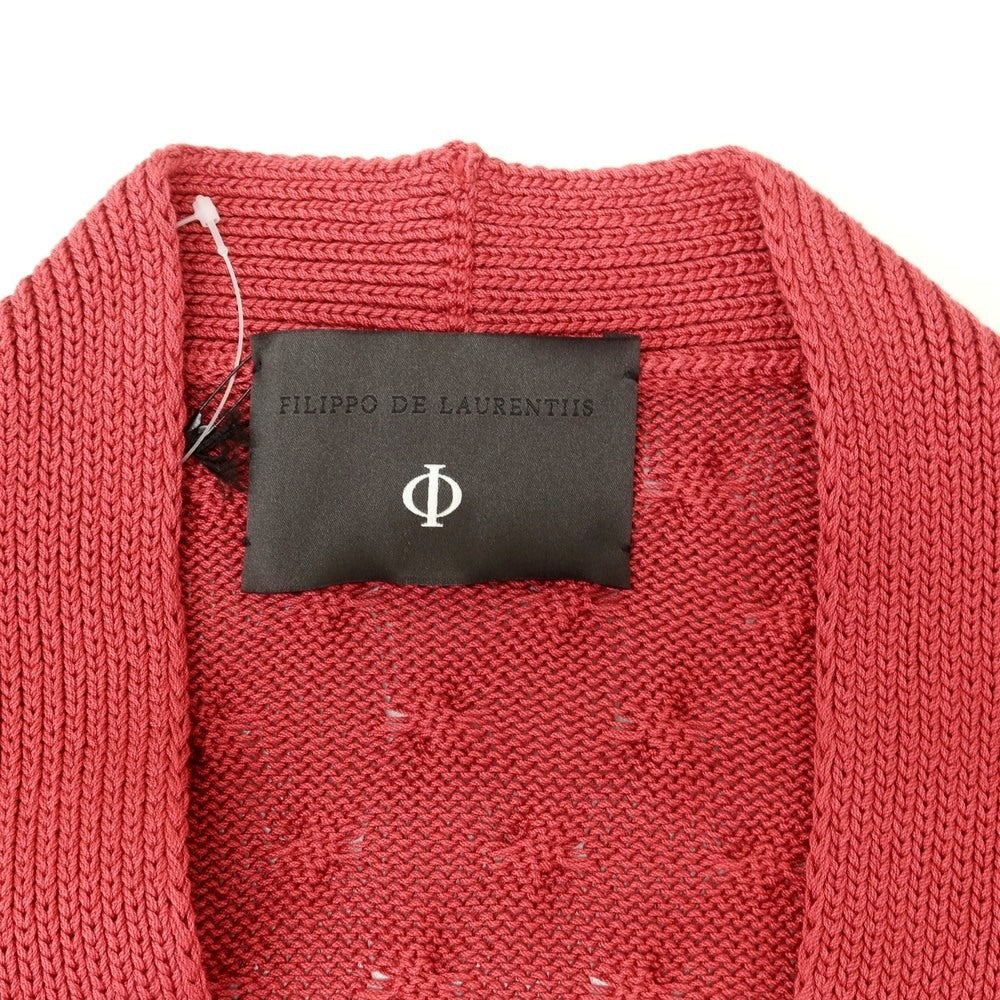 【新品】フィリッポ デ ローレンティス FILIPPO DE LAURENTIIS コットン ニット カーディガン ローズレッド【 50 】【 状態ランクN 】【 メンズ 】