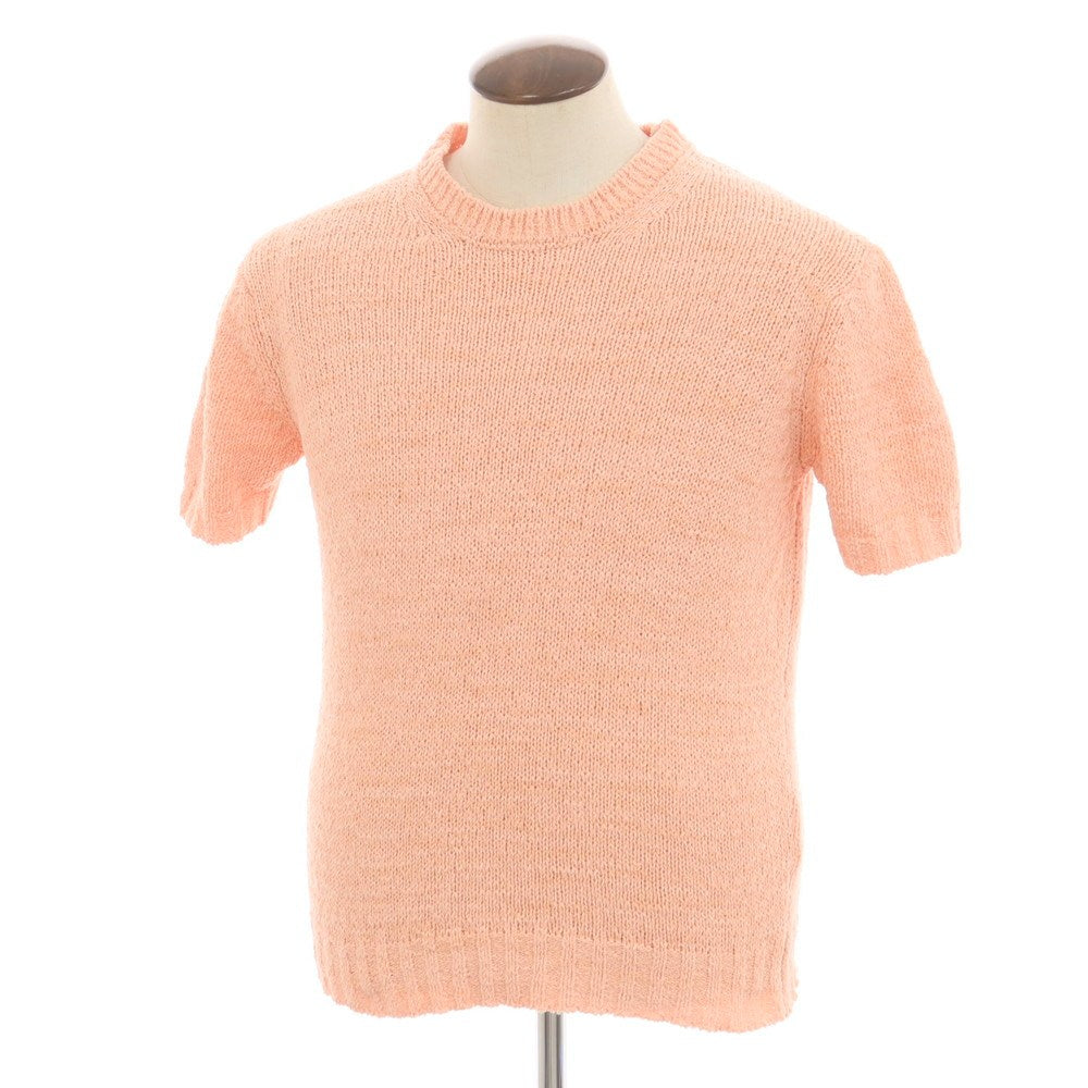 【新品】フィリッポ デ ローレンティス FILIPPO DE LAURENTIIS コットンナイロン クルーネック 半袖 プルオーバーニット サーモンピンク【 50 】【 状態ランクN 】【 メンズ 】