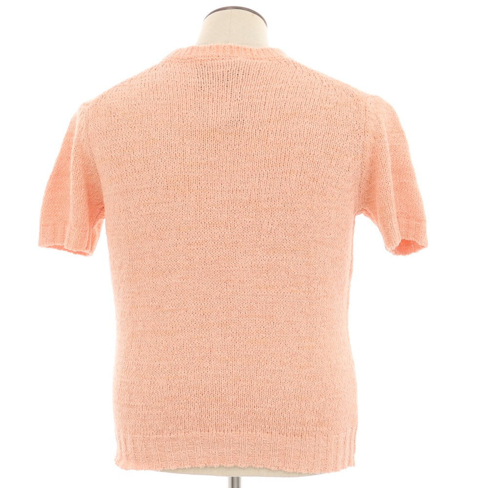 【新品】フィリッポ デ ローレンティス FILIPPO DE LAURENTIIS コットンナイロン クルーネック 半袖 プルオーバーニット サーモンピンク【 50 】【 状態ランクN 】【 メンズ 】