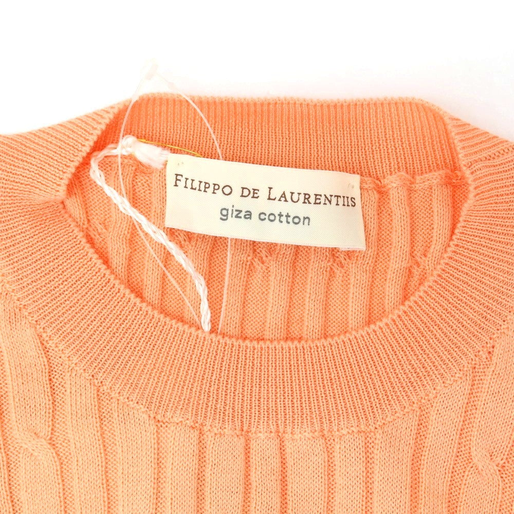 【新品】フィリッポ デ ローレンティス FILIPPO DE LAURENTIIS コットン クルーネック 半袖 プルオーバーニット コーラルオレンジ【 50 】【 状態ランクN 】【 メンズ 】