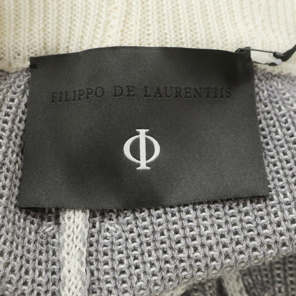 【新品】フィリッポ デ ローレンティス FILIPPO DE LAURENTIIS コットン リブ ニット イージーパンツ グレーxホワイト【 50 】【 状態ランクN 】【 メンズ 】