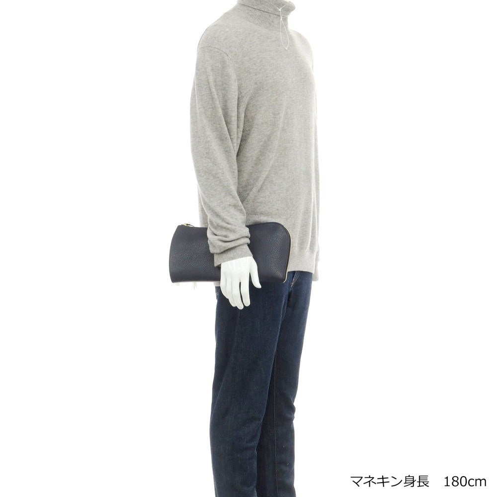 【新品】シャンボール セリエ CHAMBORD SELLIER ANGER シュリンクレザー クラッチバッグ ネイビーxゴールド【 状態ランクN 】【 メンズ 】