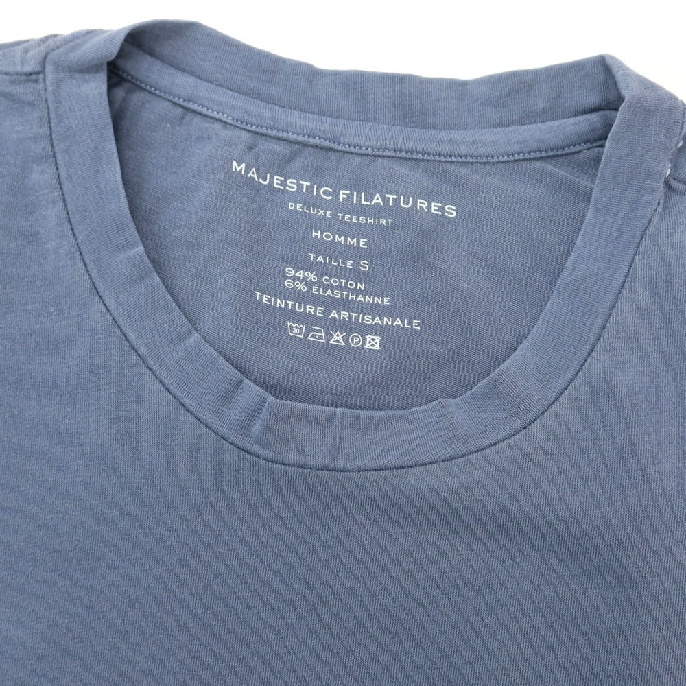 【新品】マジェスティック フィラチュール オム MAJESTIC FILATURES HOMME コットン クルーネック 半袖Tシャツ グレイッシュブルー【 S 】【 状態ランクN 】【 メンズ 】