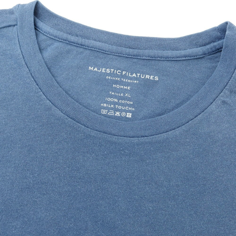 【新品】マジェスティック フィラチュール オム MAJESTIC FILATURES HOMME コットン クルーネック 半袖Tシャツ ダルブルー【 XL 】【 状態ランクN 】【 メンズ 】