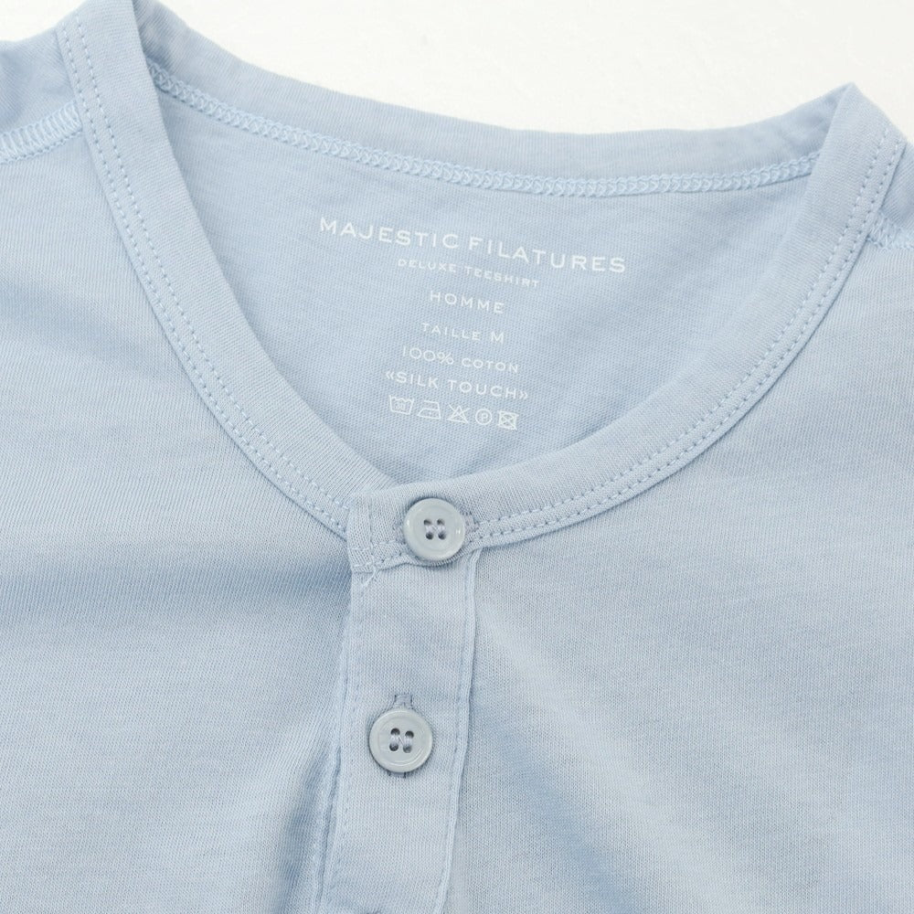 【新品】マジェスティック フィラチュール オム MAJESTIC FILATURES HOMME コットン ヘンリーネック 半袖Tシャツ ライトブルー【 M 】【 状態ランクN 】【 メンズ 】