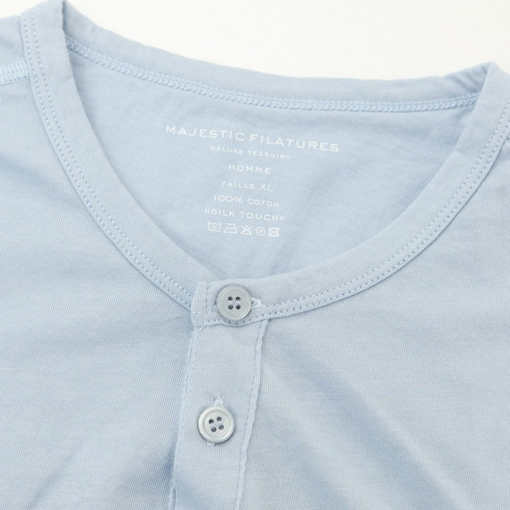 【新品】マジェスティック フィラチュール オム MAJESTIC FILATURES HOMME コットン ヘンリーネック 半袖Tシャツ ライトブルー【 XL 】【 状態ランクN 】【 メンズ 】