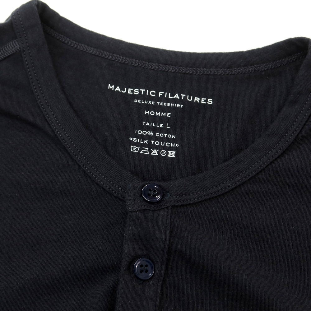 【新品】マジェスティック フィラチュール オム MAJESTIC FILATURES HOMME コットン ヘンリーネック 半袖Tシャツ ダークネイビー【 L 】【 状態ランクN 】【 メンズ 】