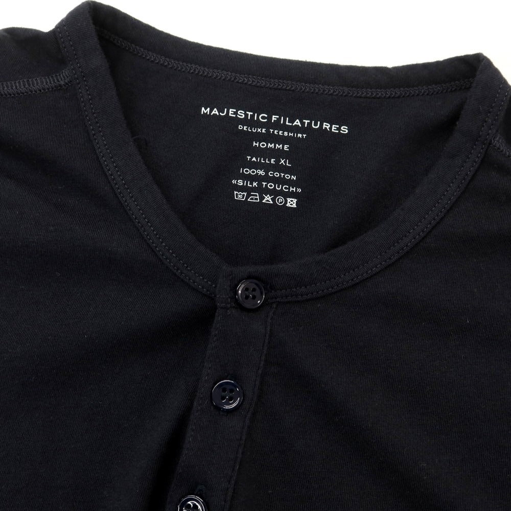 【新品】マジェスティック フィラチュール オム MAJESTIC FILATURES HOMME コットン ヘンリーネック 半袖Tシャツ ダークネイビー【 XL 】【 状態ランクN 】【 メンズ 】