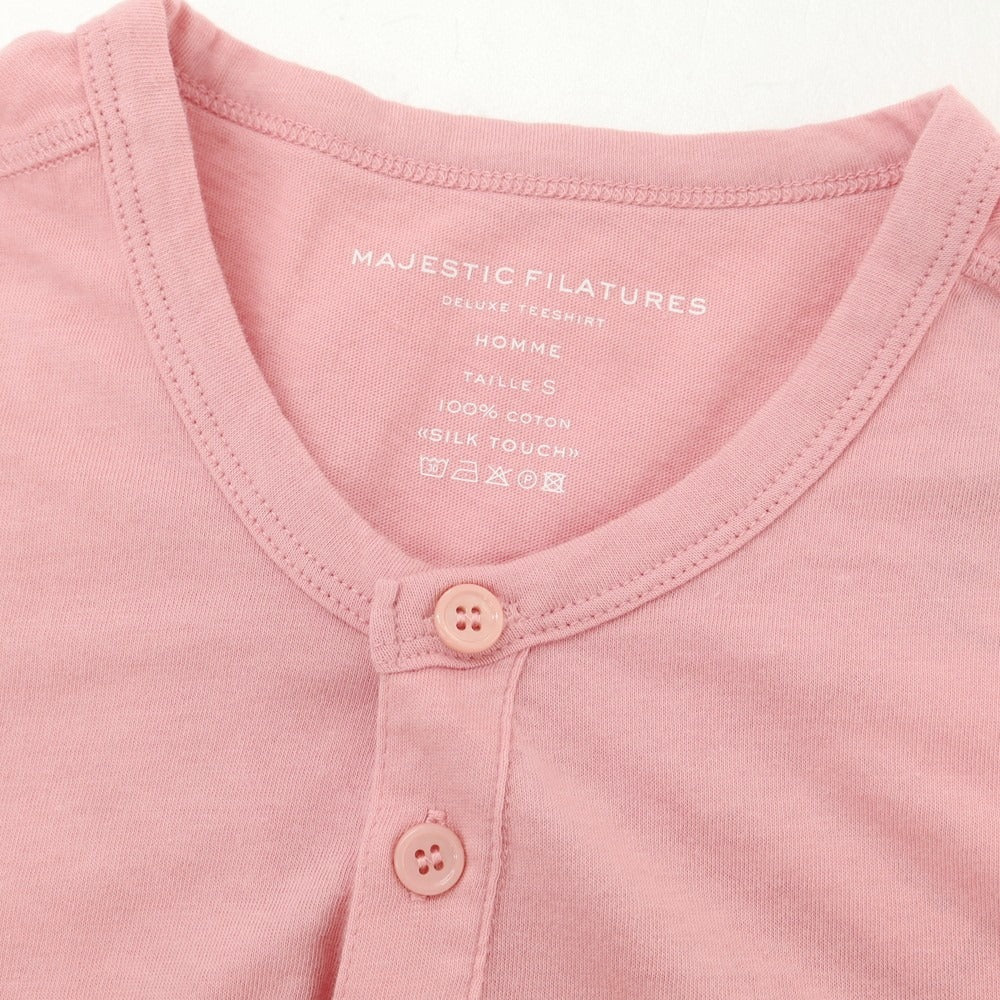 【新品】マジェスティック フィラチュール オム MAJESTIC FILATURES HOMME コットン ヘンリーネック 半袖Tシャツ ピンク【 S 】【 状態ランクN 】【 メンズ 】