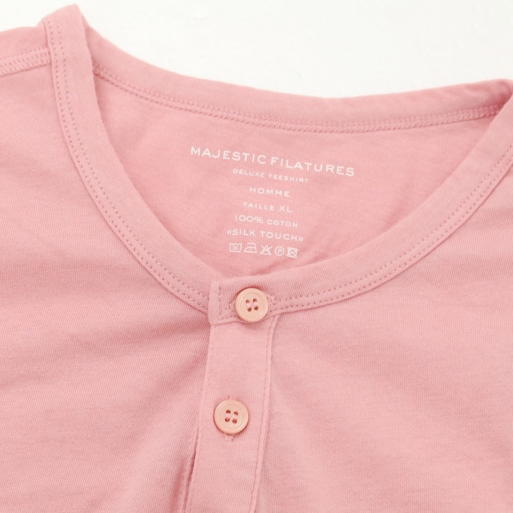 【新品】マジェスティック フィラチュール オム MAJESTIC FILATURES HOMME コットン ヘンリーネック 半袖Tシャツ ピンク【 XL 】【 状態ランクN 】【 メンズ 】