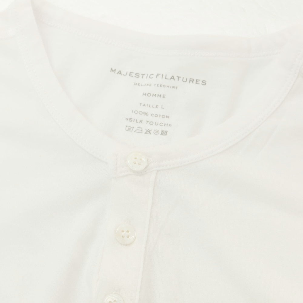 【新品】マジェスティック フィラチュール オム MAJESTIC FILATURES HOMME コットン ヘンリーネック 半袖Tシャツ ホワイト【 L 】【 状態ランクN 】【 メンズ 】