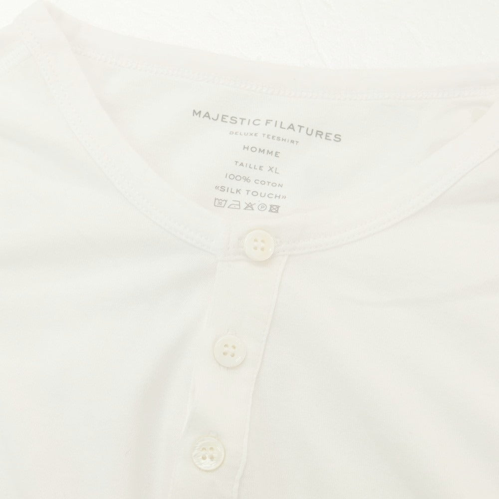 【新品】マジェスティック フィラチュール オム MAJESTIC FILATURES HOMME コットン ヘンリーネック 半袖Tシャツ ホワイト【 XL 】【 状態ランクN 】【 メンズ 】