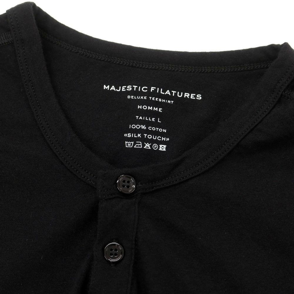 【新品】マジェスティック フィラチュール オム MAJESTIC FILATURES HOMME コットン ヘンリーネック 半袖Tシャツ ブラック【 L 】【 状態ランクN 】【 メンズ 】