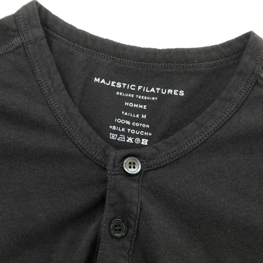 【新品】マジェスティック フィラチュール オム MAJESTIC FILATURES HOMME コットン ヘンリーネック 半袖Tシャツ ダークグレー【 M 】【 状態ランクN 】【 メンズ 】
