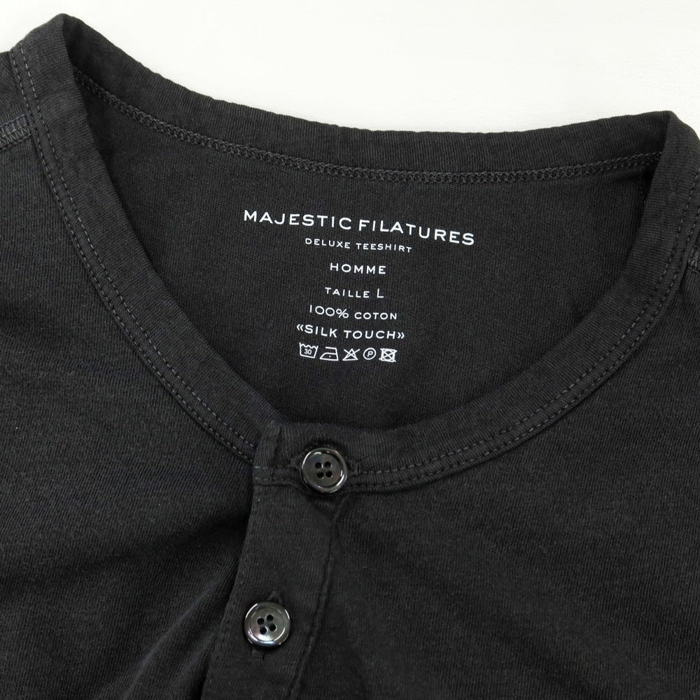 【新品】マジェスティック フィラチュール オム MAJESTIC FILATURES HOMME コットン ヘンリーネック 半袖Tシャツ ダークグレー【 L 】【 状態ランクN 】【 メンズ 】
