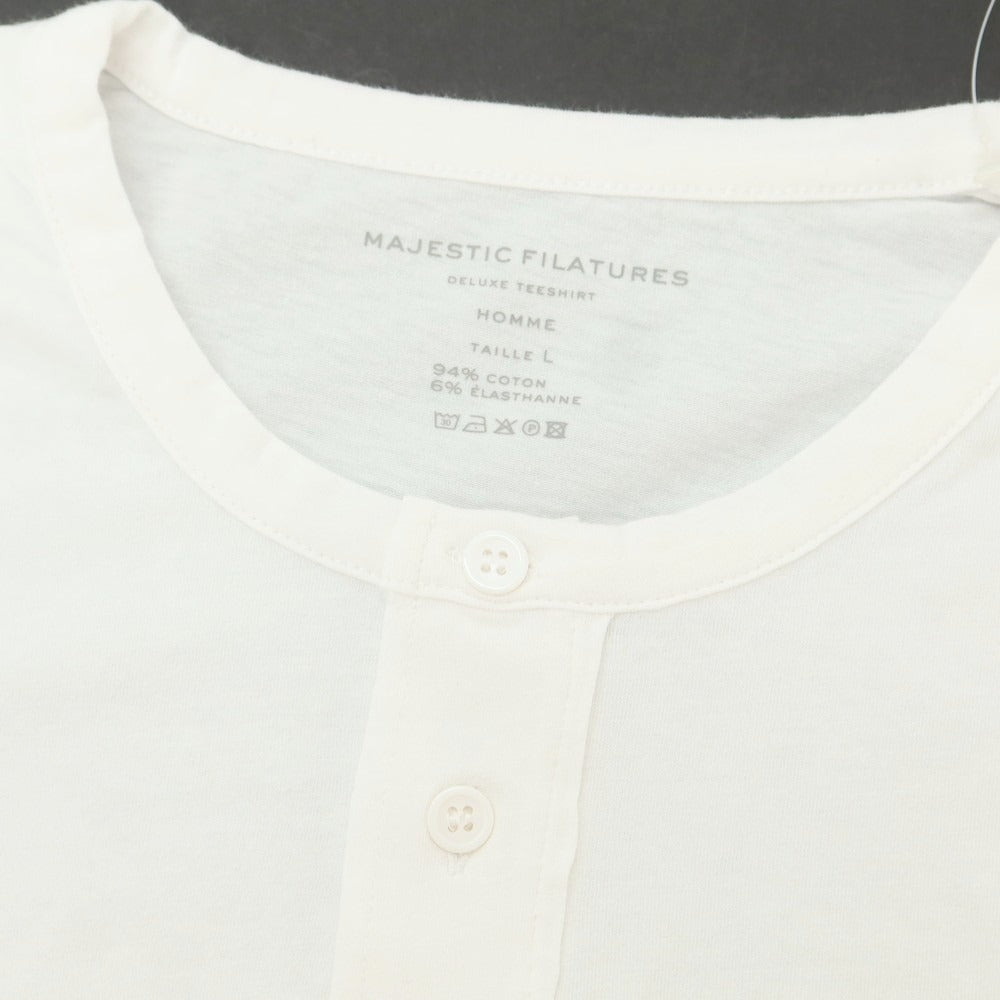 【新品】マジェスティック フィラチュール オム MAJESTIC FILATURES HOMME コットン ヘンリ―ネック 半袖Tシャツ ホワイト【 L 】【 状態ランクN 】【 メンズ 】