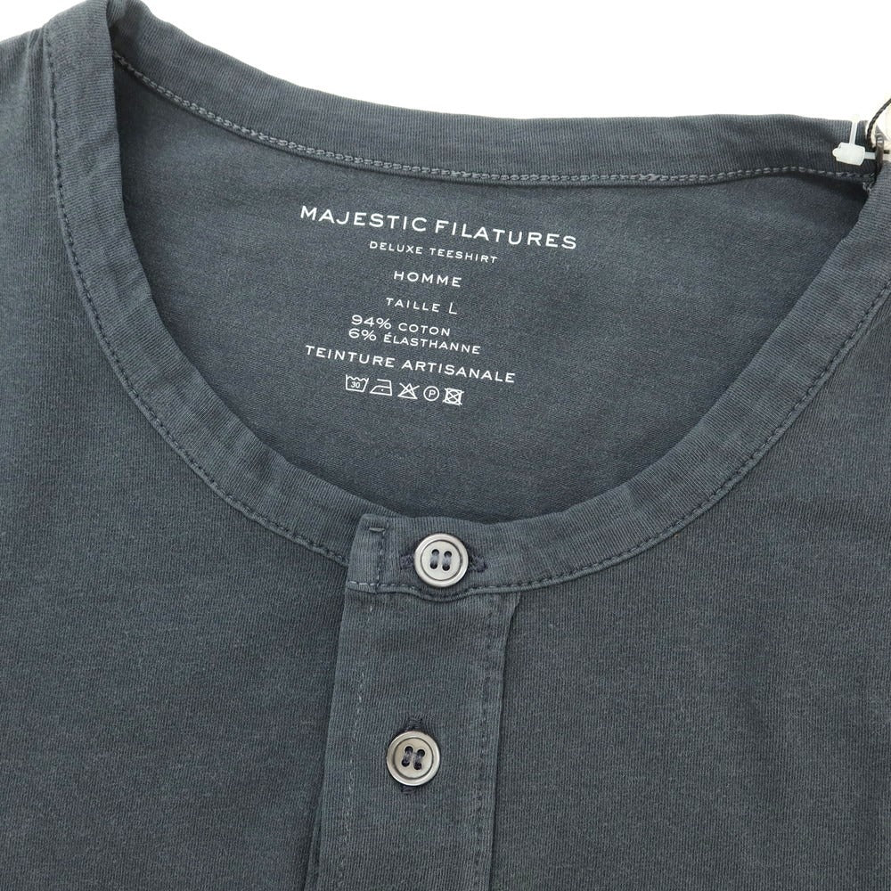 【新品】マジェスティック フィラチュール オム MAJESTIC FILATURES HOMME ストレッチコットン ヘンリ―ネック 半袖Tシャツ ダークグレー【 L 】【 状態ランクN 】【 メンズ 】