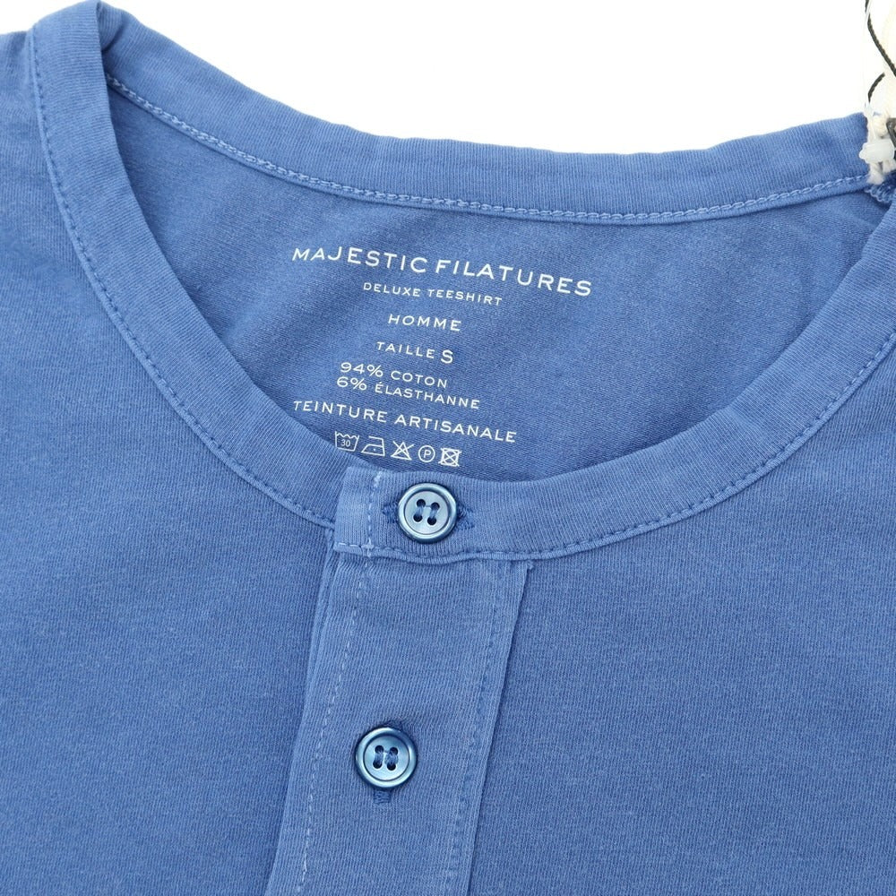 【新品】マジェスティック フィラチュール オム MAJESTIC FILATURES HOMME ストレッチコットン ヘンリ―ネック 半袖Tシャツ ブルー【 S 】【 状態ランクN 】【 メンズ 】