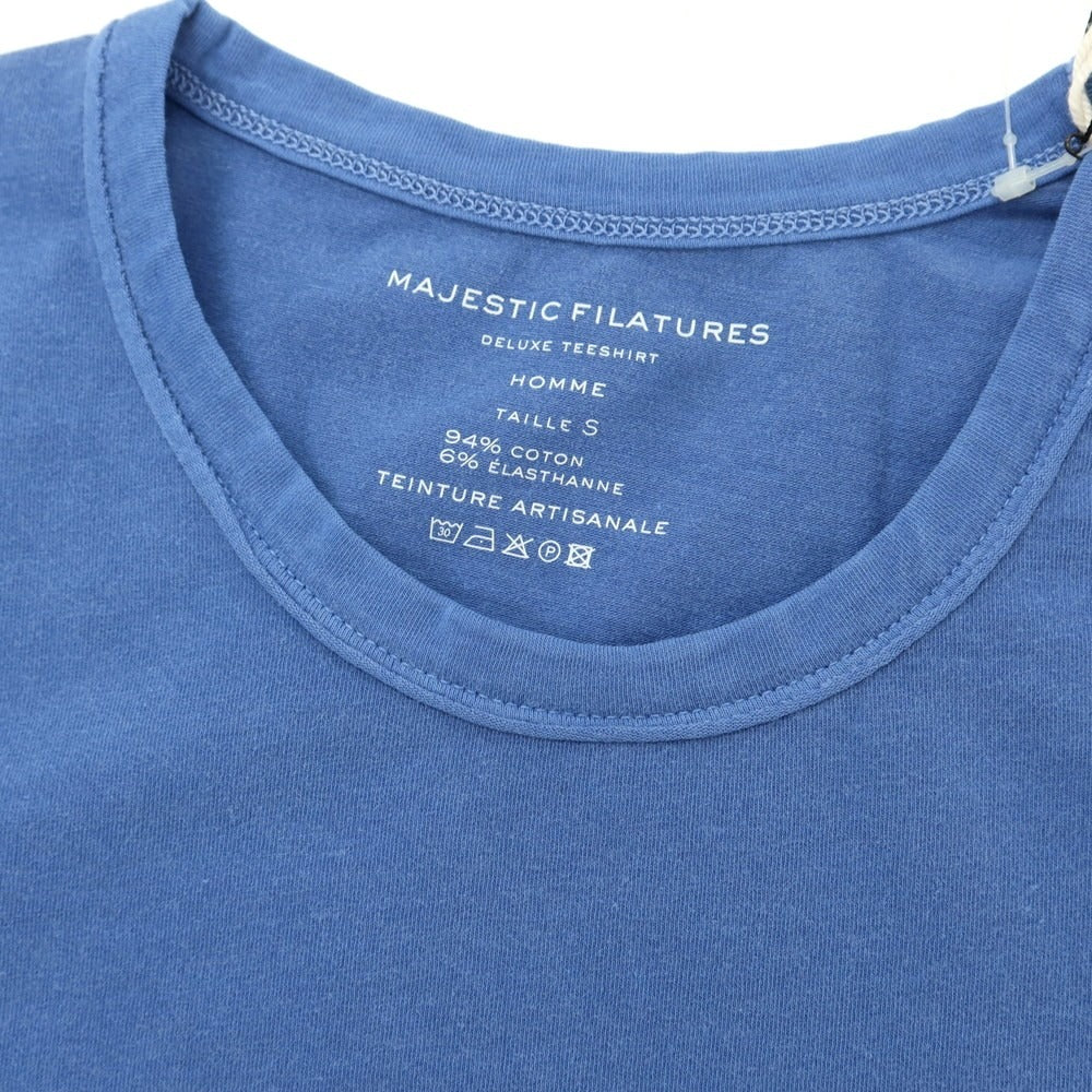 【新品】マジェスティック フィラチュール オム MAJESTIC FILATURES HOMME ストレッチコットン ヘンリ―ネック 半袖Tシャツ ブルー【 S 】【 状態ランクN 】【 メンズ 】