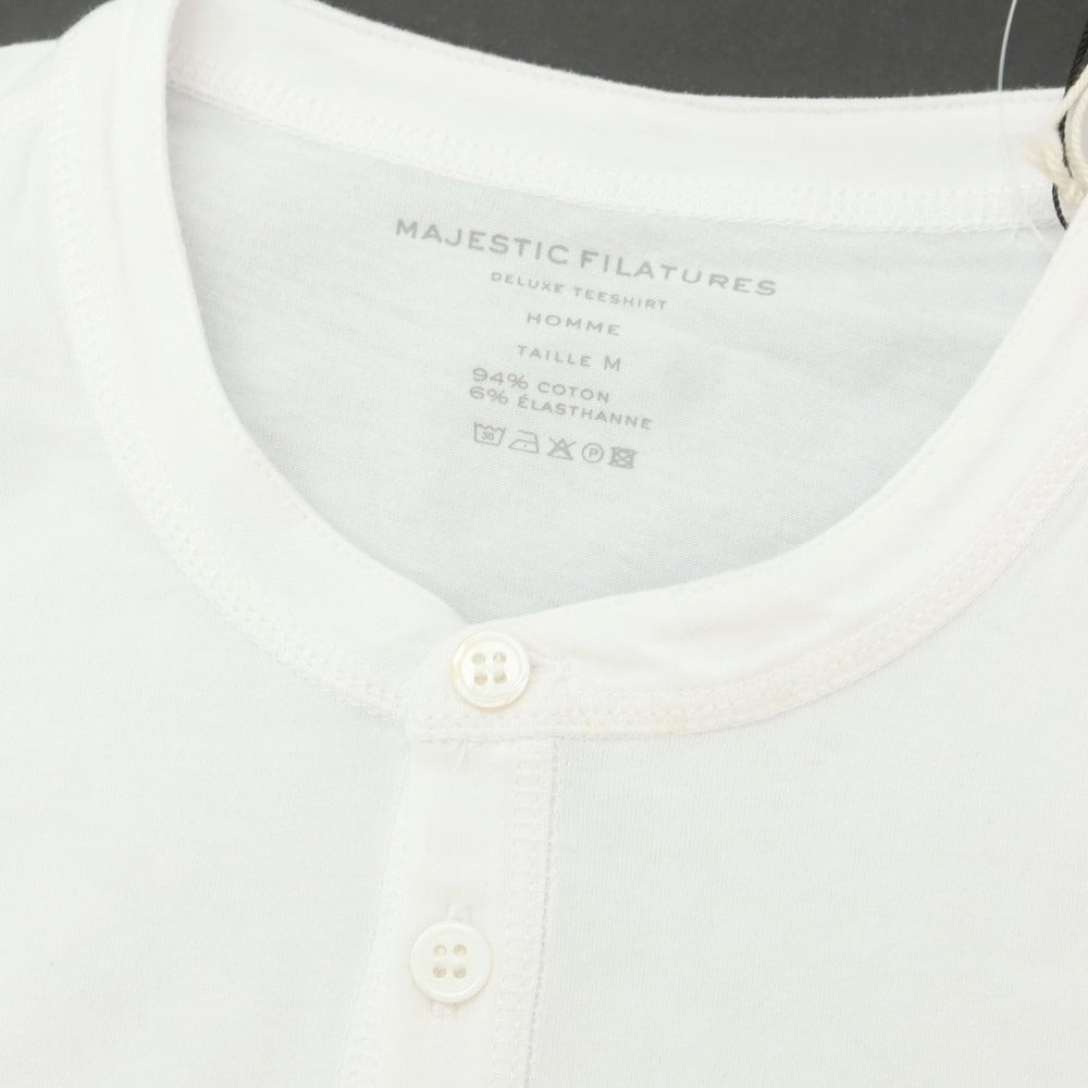 【新品アウトレット】マジェスティック フィラチュール オム MAJESTIC FILATURES HOMME ストレッチコットン ヘンリ―ネック 長袖Tシャツ ホワイト【 M 】【 状態ランクN- 】【 メンズ 】