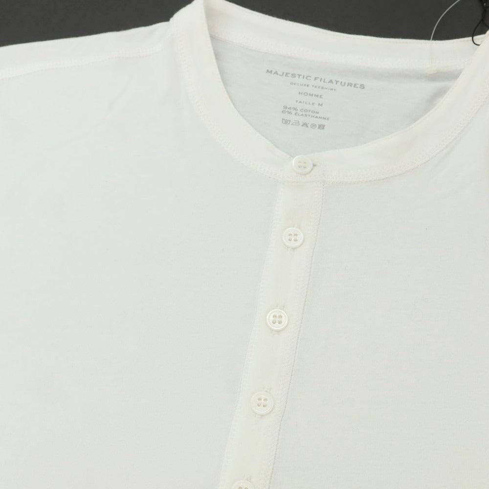 【新品アウトレット】マジェスティック フィラチュール オム MAJESTIC FILATURES HOMME ストレッチコットン ヘンリ―ネック 長袖Tシャツ ホワイト【 M 】【 状態ランクN- 】【 メンズ 】
