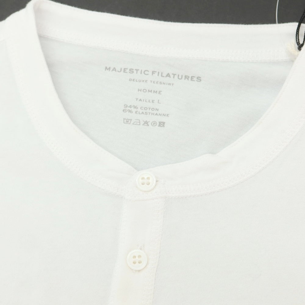 【新品】マジェスティック フィラチュール オム MAJESTIC FILATURES HOMME ストレッチコットン ヘンリ―ネック 長袖Tシャツ ホワイト【 L 】【 状態ランクN 】【 メンズ 】