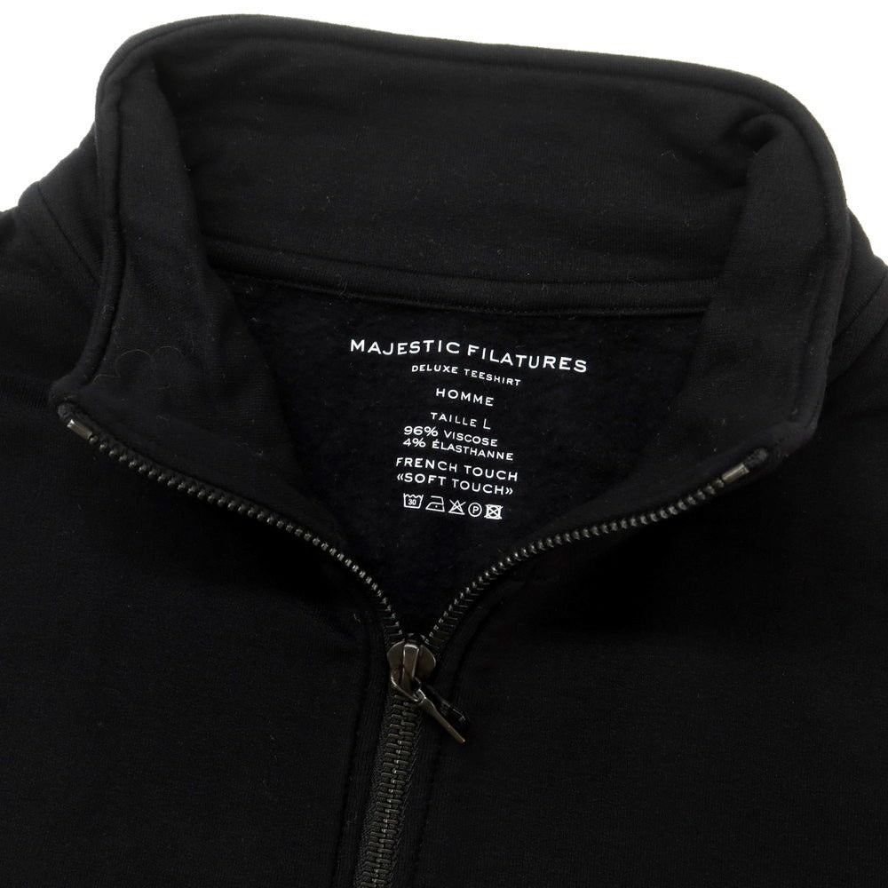 【新品】マジェスティック フィラチュール オム MAJESTIC FILATURES HOMME ストレッチレーヨン ハーフジップ 長袖Tシャツ ブラック【 L 】【 状態ランクN 】【 メンズ 】