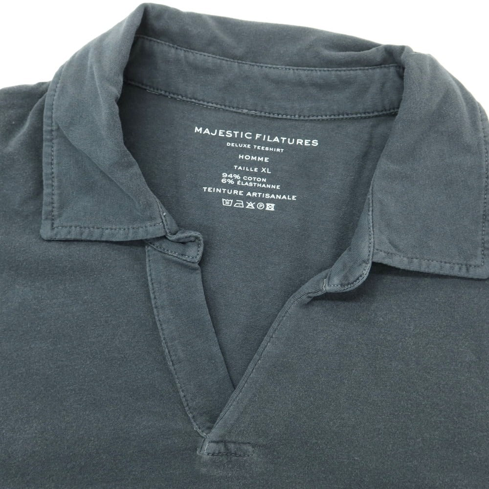 【新品】マジェスティック フィラチュール オム MAJESTIC FILATURES HOMME ストレッチコットン 長袖ポロシャツ ダークグレー【 XL 】【 状態ランクN 】【 メンズ 】