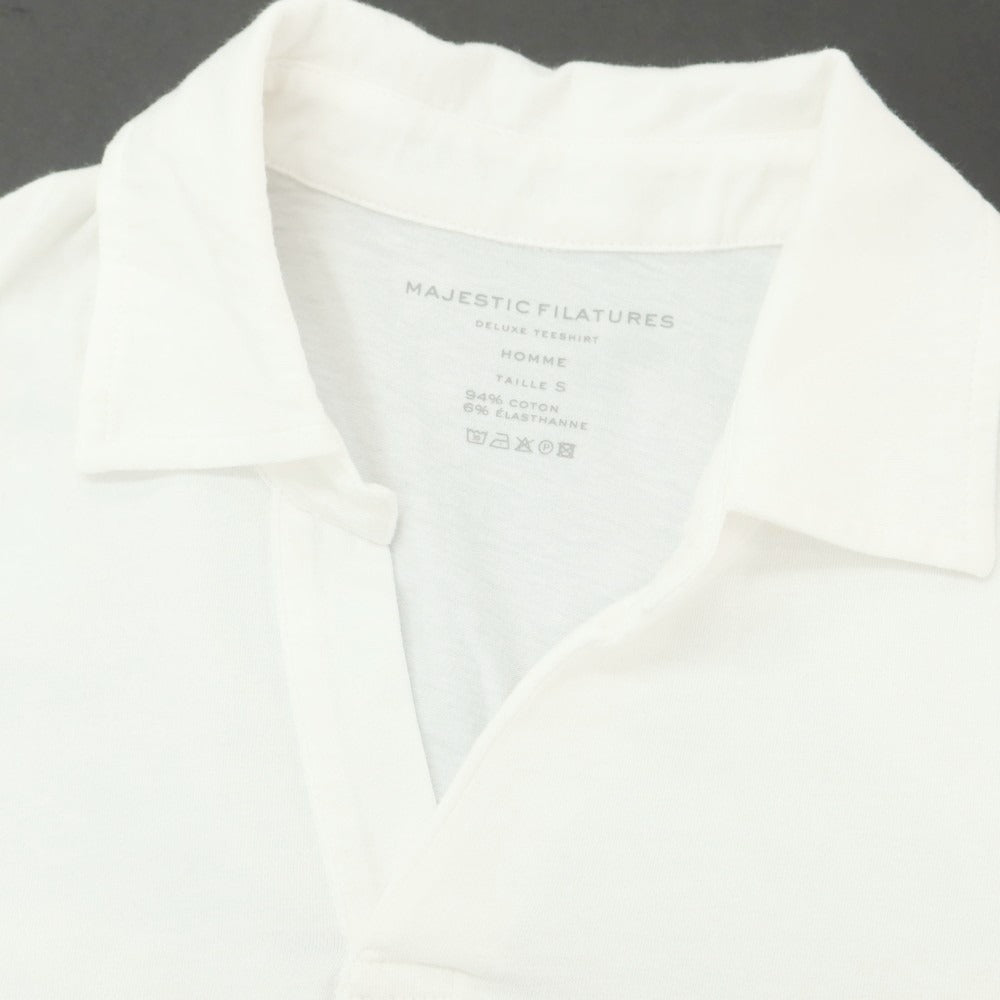 【新品】マジェスティック フィラチュール オム MAJESTIC FILATURES HOMME ストレッチコットン 長袖ポロシャツ ホワイト【 S 】【 状態ランクN 】【 メンズ 】