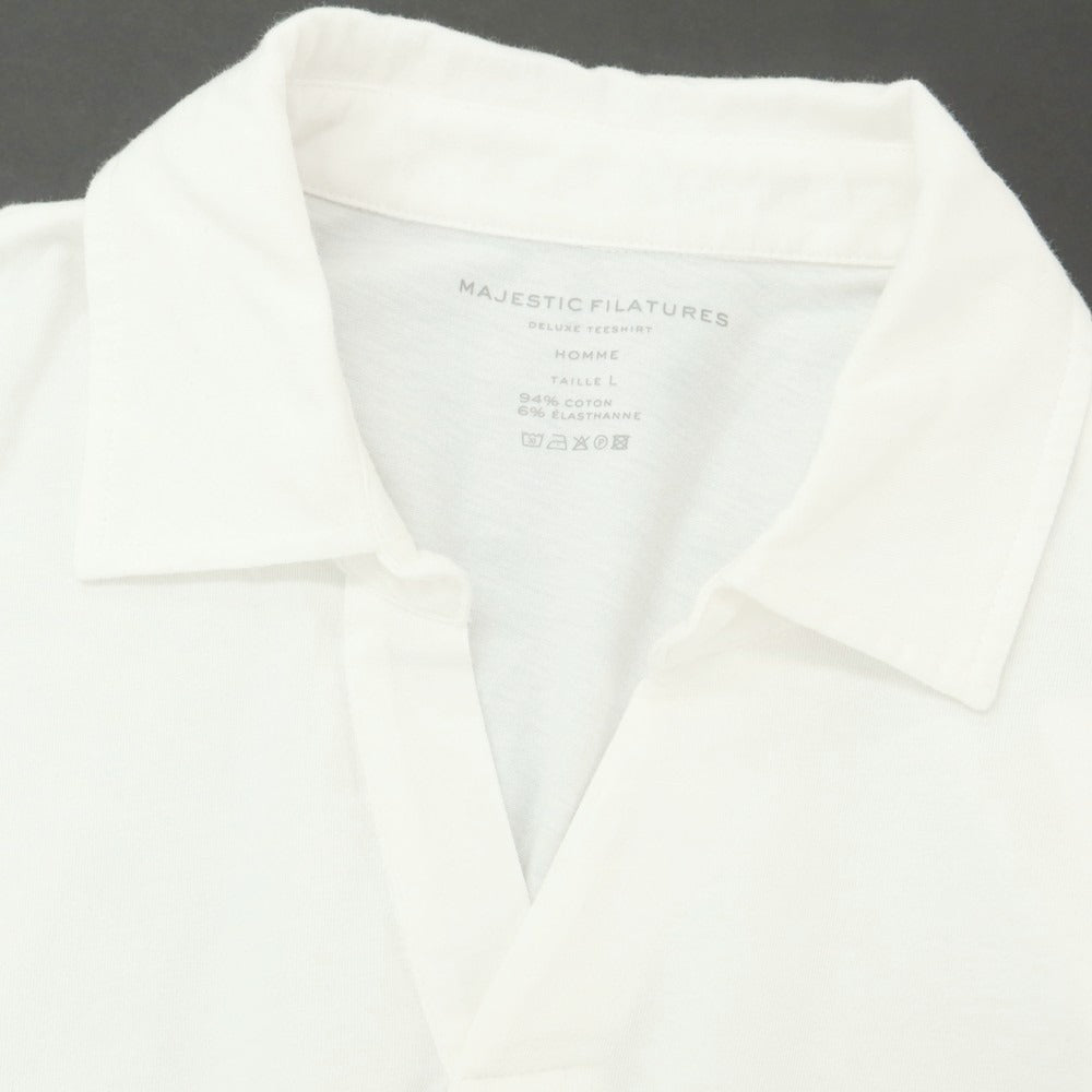 【新品】マジェスティック フィラチュール オム MAJESTIC FILATURES HOMME ストレッチコットン 長袖ポロシャツ ホワイト【 L 】【 状態ランクN 】【 メンズ 】