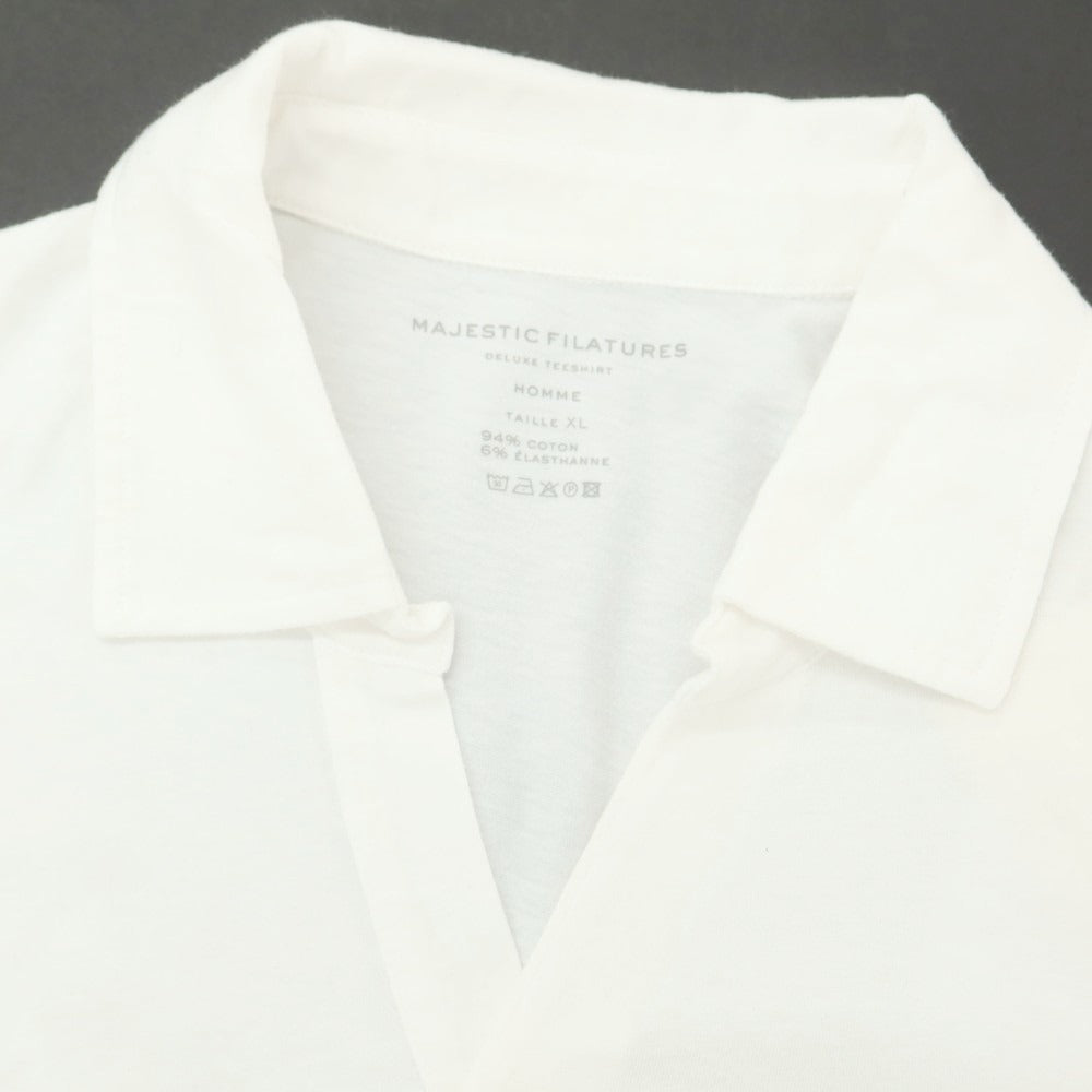 【新品アウトレット】マジェスティック フィラチュール オム MAJESTIC FILATURES HOMME ストレッチコットン 長袖ポロシャツ ホワイト【 XL 】【 状態ランクN- 】【 メンズ 】