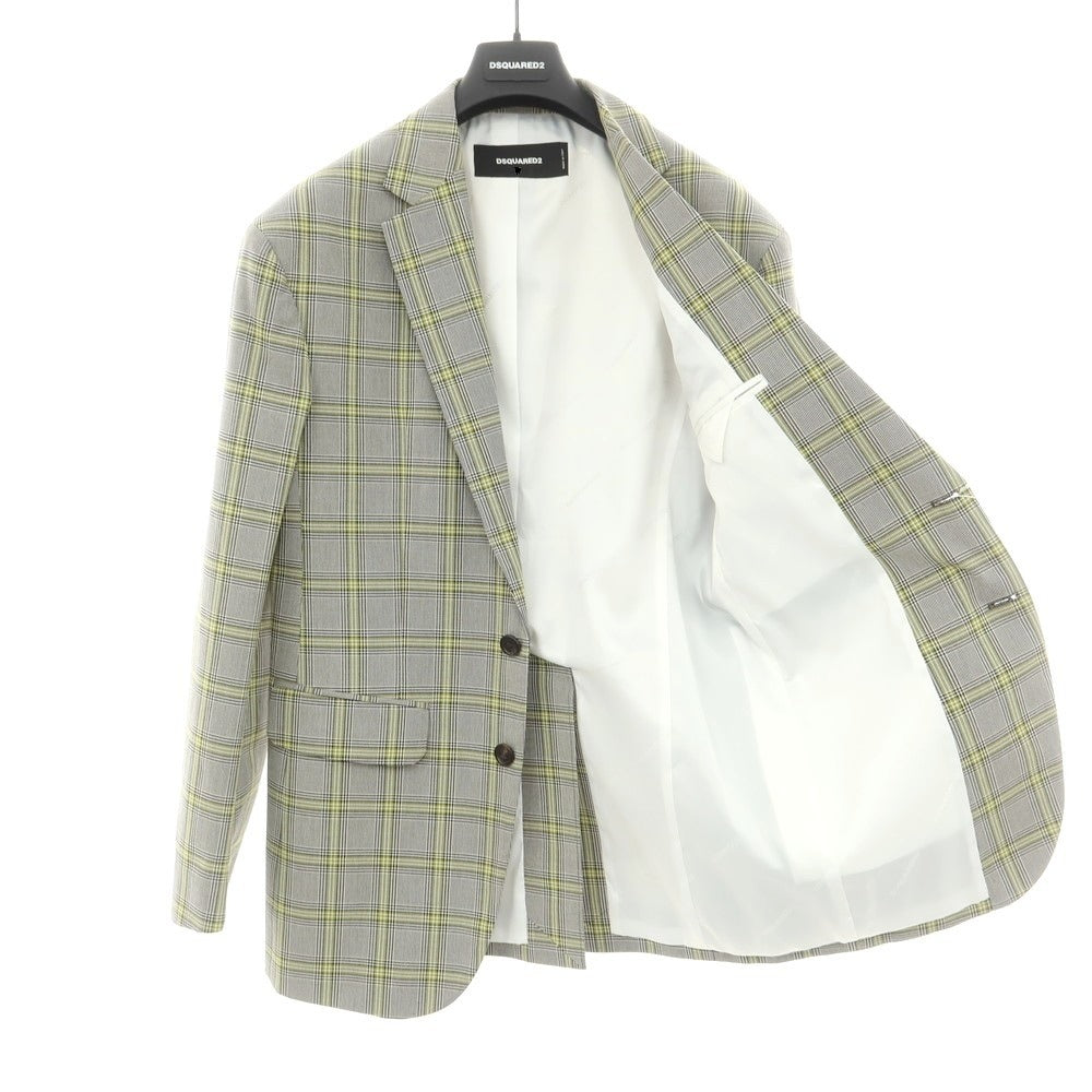 【新品アウトレット】ディースクエアード DSQUARED2 コットン チェック テーラードジャケット グレーxグリーン【 44 】【 状態ランクN- 】【 メンズ 】
