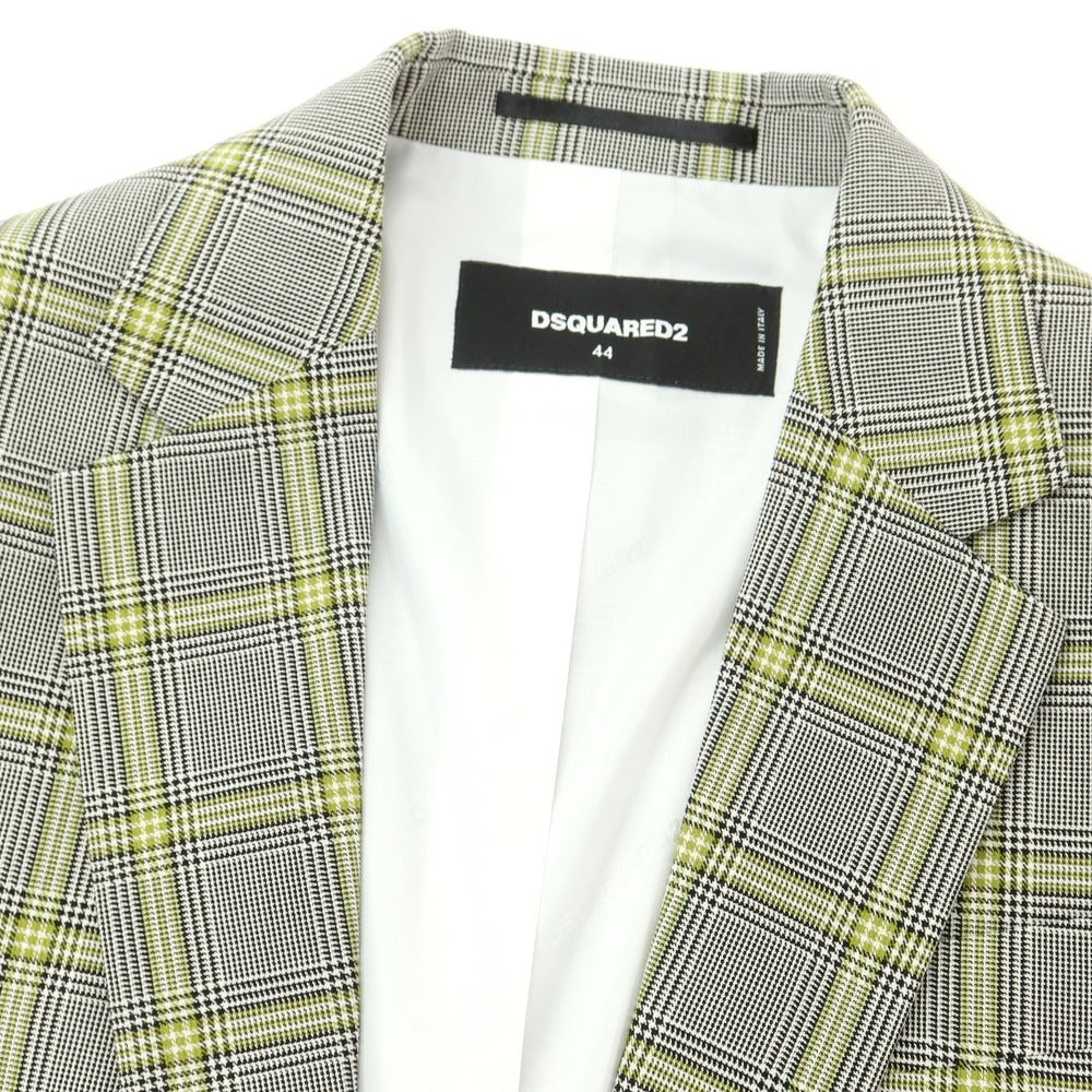 【新品アウトレット】ディースクエアード DSQUARED2 コットン チェック テーラードジャケット グレーxグリーン【 44 】【 状態ランクN- 】【 メンズ 】