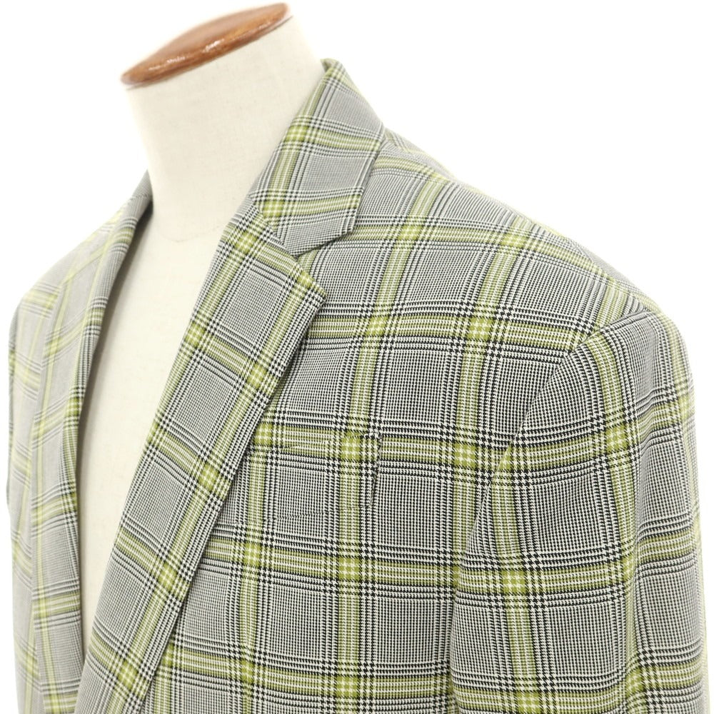 【新品】ディースクエアード DSQUARED2 コットン チェック テーラードジャケット グレーxグリーン【 46 】【 状態ランクN 】【 メンズ 】