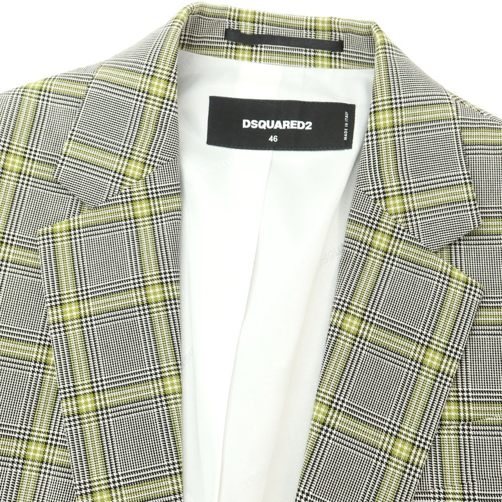 【新品】ディースクエアード DSQUARED2 コットン チェック テーラードジャケット グレーxグリーン【 46 】【 状態ランクN 】【 メンズ 】