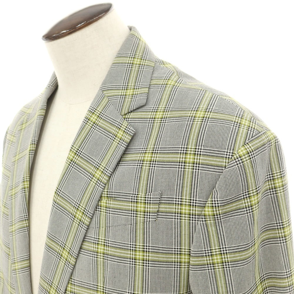 【新品】ディースクエアード DSQUARED2 コットン チェック テーラードジャケット グレーxグリーン【 48 】【 状態ランクN 】【 メンズ 】