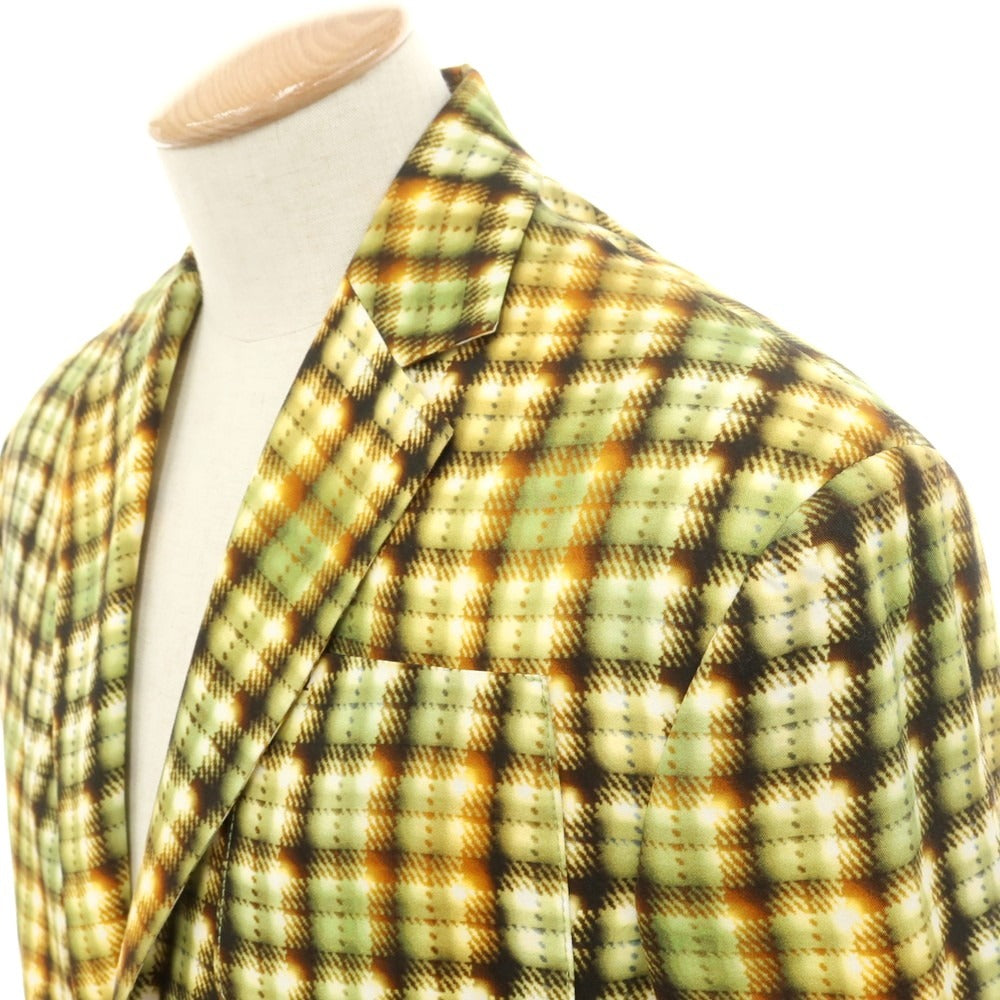 【新品】ディースクエアード DSQUARED2 コットン プリント テーラードジャケット イエローxグリーン【 42 】【 状態ランクN 】【 メンズ 】