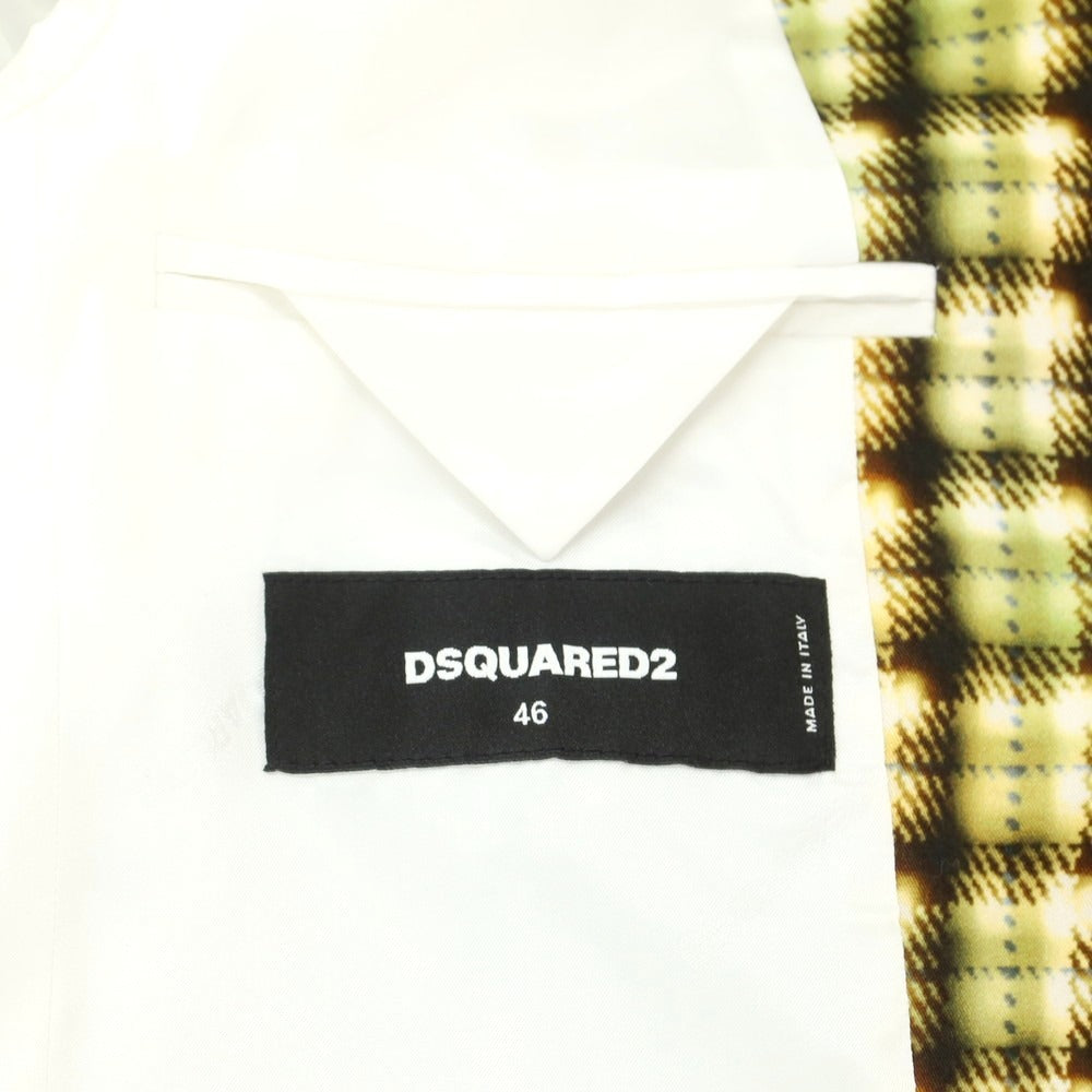 【新品】ディースクエアード DSQUARED2 コットン プリント テーラードジャケット イエローxグリーン【 46 】【 状態ランクN 】【 メンズ 】