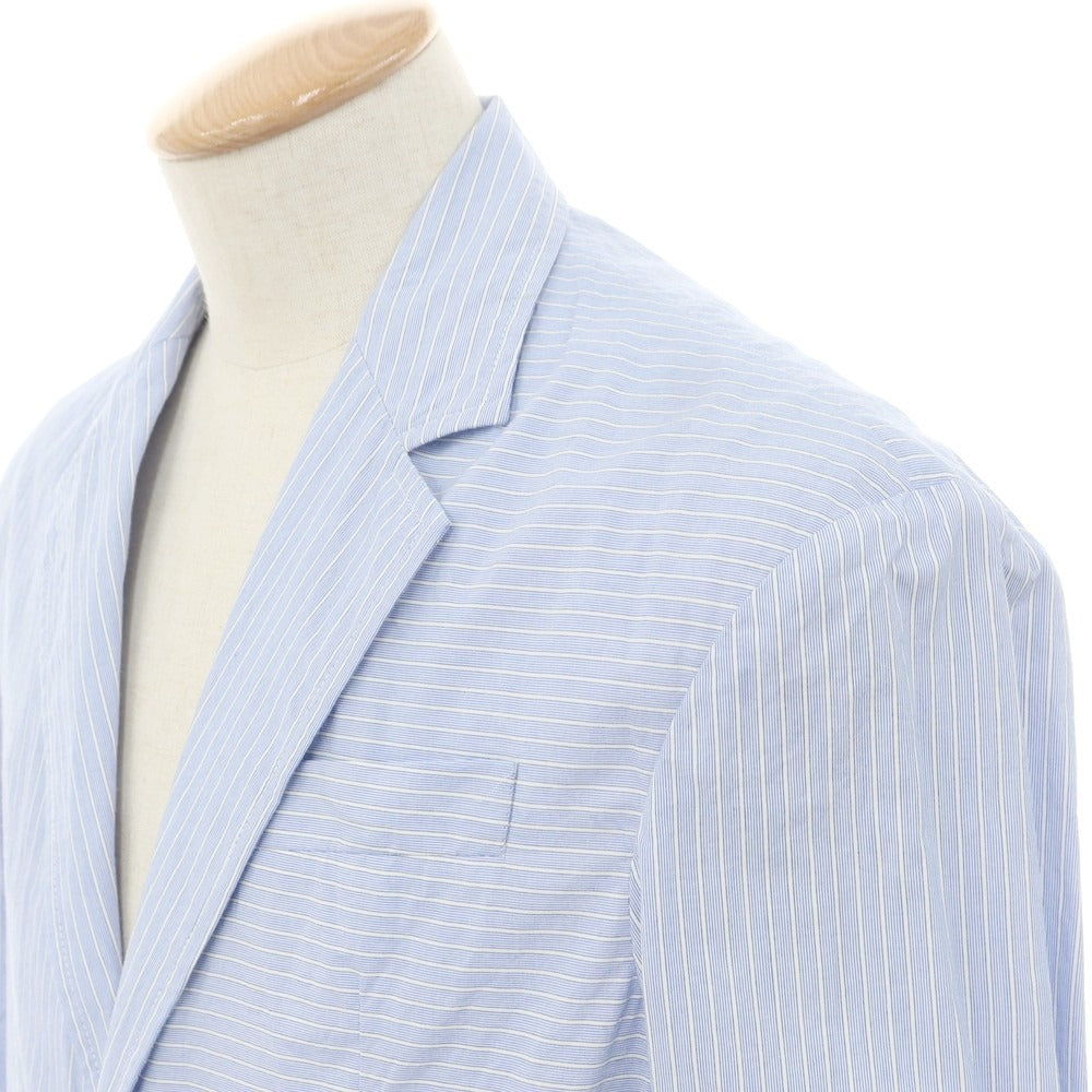 【新品】ディースクエアード DSQUARED2 ストライプ 切替コットン ジャケット ライトブルーxホワイト【 44 】【 状態ランクN 】【 メンズ 】
