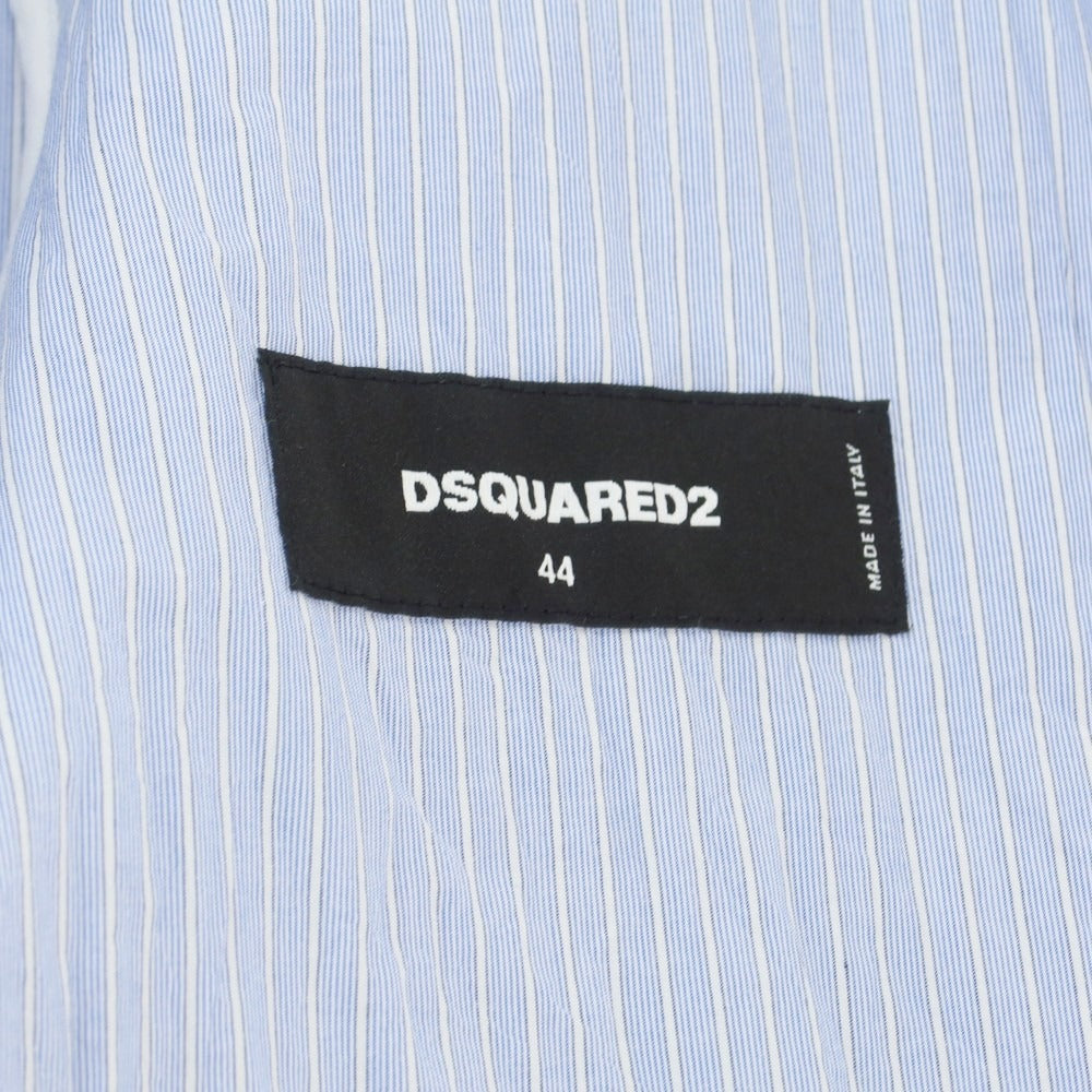 【新品】ディースクエアード DSQUARED2 ストライプ 切替コットン ジャケット ライトブルーxホワイト【 44 】【 状態ランクN 】【 メンズ 】