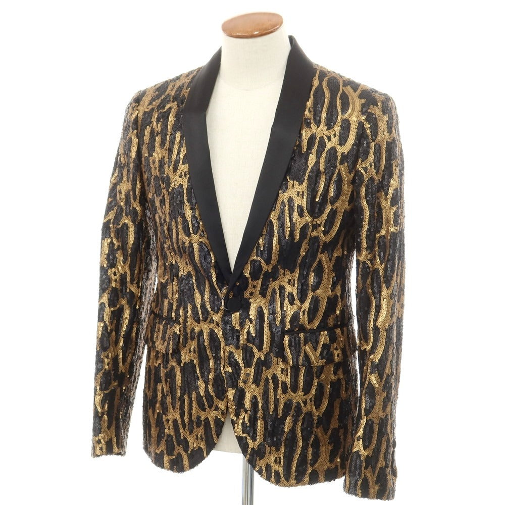 【新品アウトレット】ディースクエアード DSQUARED2 総スパンコール タキシードジャケット ブラックxゴールド【 46 】【 状態ランクN- 】【 メンズ 】
