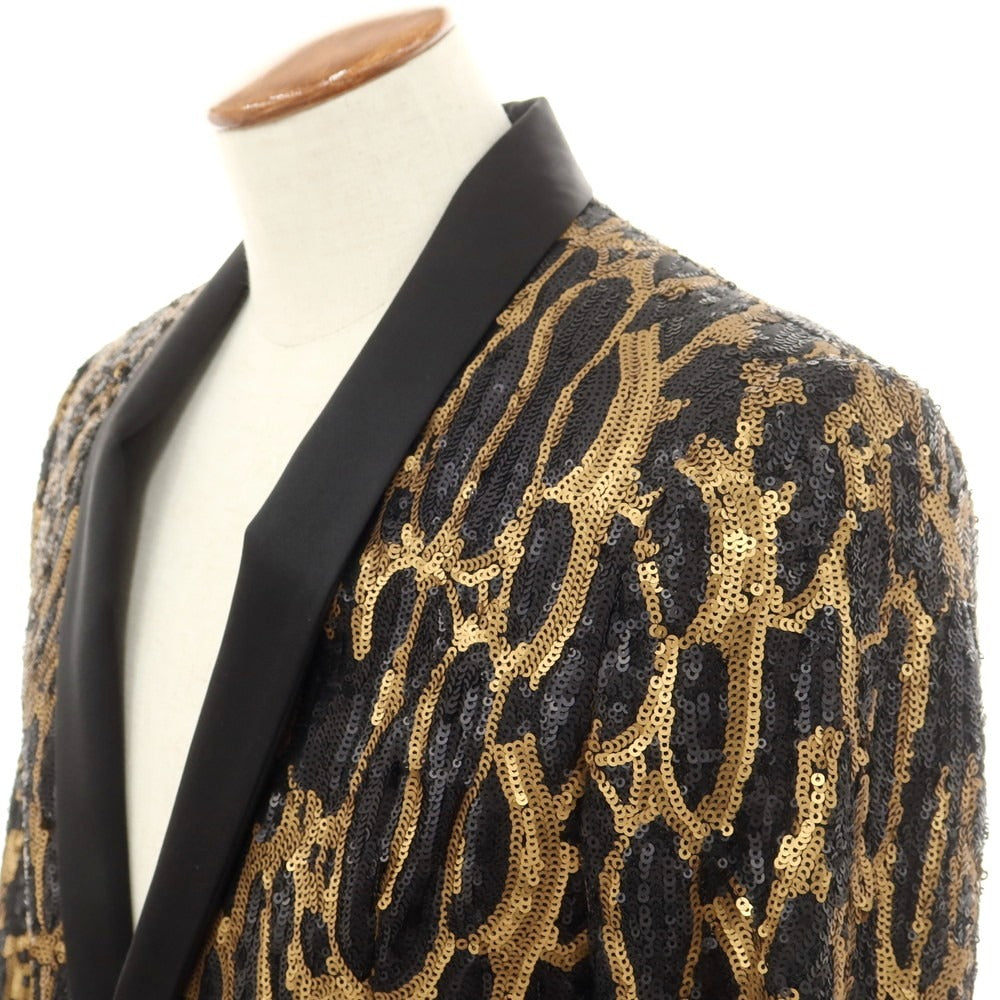 【新品アウトレット】ディースクエアード DSQUARED2 総スパンコール タキシードジャケット ブラックxゴールド【 46 】【 状態ランクN- 】【 メンズ 】